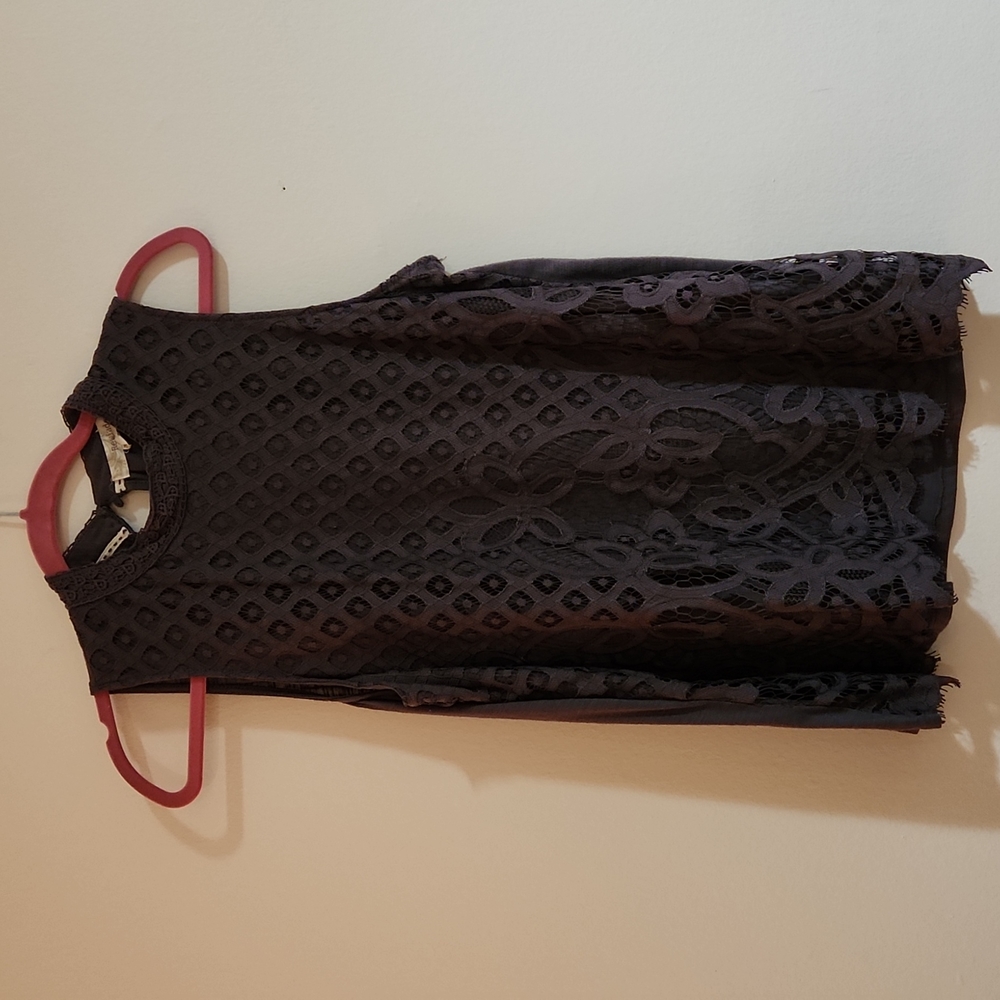 Rewind Lace Covered Dark Gray Tank Top Size XXL